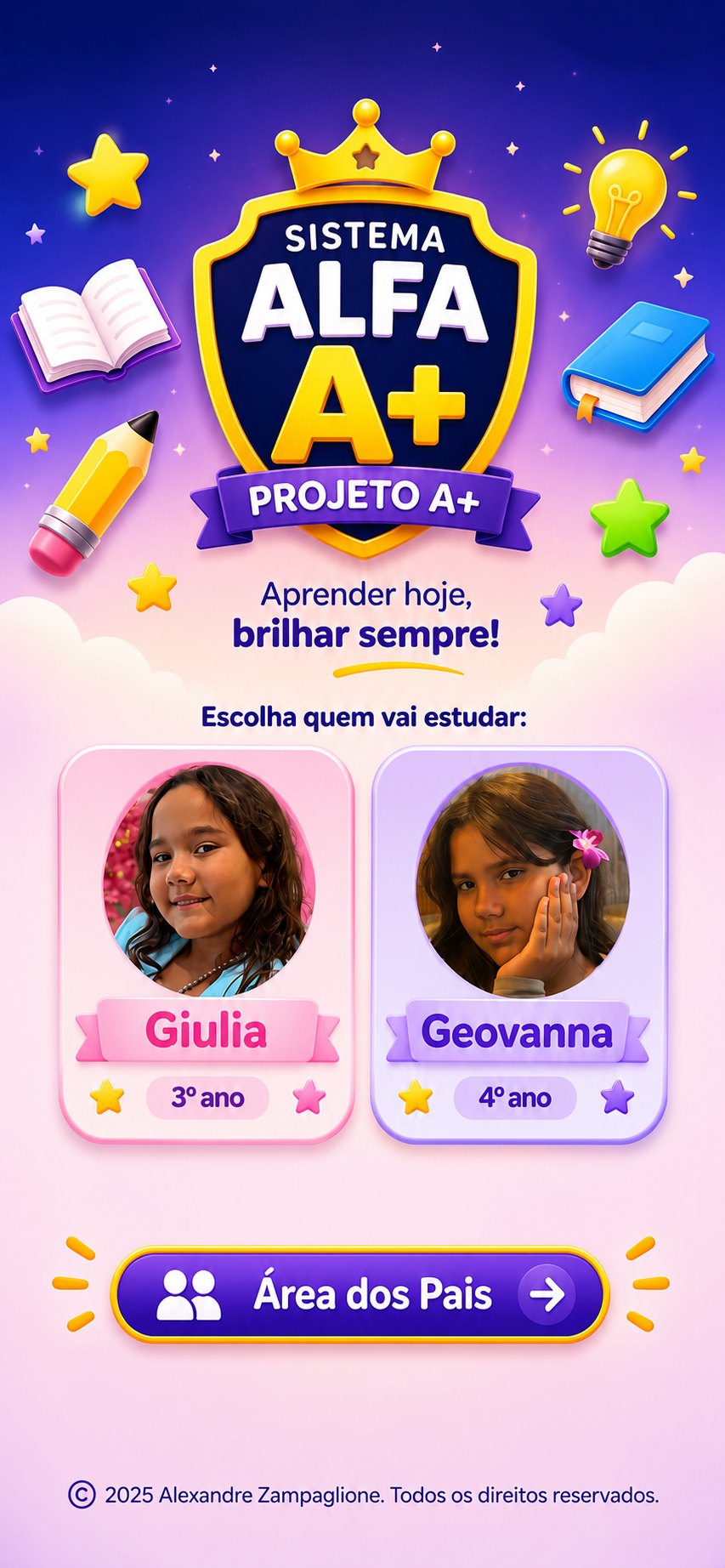 Sistema Alfa A+ — escolha quem vai estudar